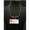 Image 1 : 18k Gold Plated with Red Enamel and Stones Necklace. 16" Adjustable to 18"