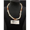 Image 1 : Twisted 3 Strands Genuine Freshwater Pearls.Pink Corals & Gold Beads Necklace 17" L