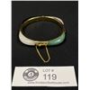 Image 1 : Gold Plated 4 Colour Oriental Jade Inlay Hinged Bangle