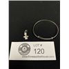 Image 1 : Dainty 925 Sterling Silver with Stone Pendant & adjustable Baby Bangle