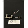 Image 1 : Vintage Silver Tone with Black Stone Belt Buckle. Tie Bar and Tie Pin