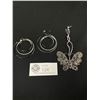 Image 1 : Vintage  Silver Tone Butterfly Pendant& Large Hoop Earrings