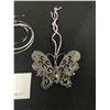 Image 2 : Vintage  Silver Tone Butterfly Pendant& Large Hoop Earrings