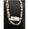 Image 2 : Very Long Natural Light Pink Stone and Chunks Bead Necklace 24" L
