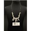 Image 1 : Genuine Howlite Stone with Silver Tone Link Chain Necklace 18" L