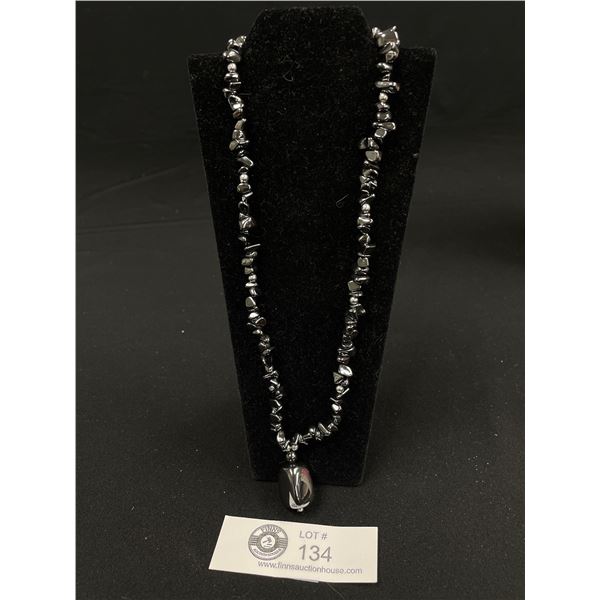 Black Alaska Diamond Stone Pendant Necklace