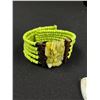 Image 2 : 2 Mexican Stone Mask Pendants and Beads wire Bracelets