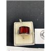 Image 2 : Vintage Sterling Silver Cherry Amber Signed Ring. Size 8.5 100% Natural Transparent Amber Marked Pol