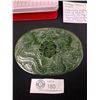 Image 2 : Vintage Phoenix & Dragon Jade Plaque.Natural Nephrite Jade. Measures 5 6.8" x 4 3/8"
