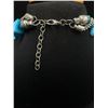 Image 2 : Twisted Blue Beads & Blue Faux turquoise Stone Necklace 27" L