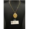 Image 1 : Vintage Gold Plated with Lace Agate Stone Pendant & Chain Necklace 17" L