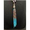 Image 2 : Long Hemetite Beads with Tassels Necklace 22" L