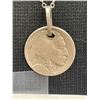 Image 2 : Sterling Silver Chain Necklace with Old US Buffalo Nickel Pendant