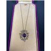 Image 2 : Antique 15ct Gold Edwardian Amethyst Seed Pearl Lavealiere with a Central Set Amethyst Measuring 9mm
