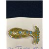 Image 2 : Stunning Margot De Taxco Sterling Silver Enamel Fish Pin From the 1960's. Hand Applied Gold Enamel w