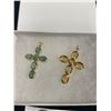 Image 2 : 2 Lovely 14 kt Gold Crosses with 1 with Yellow Topaz and 1 With Emeralds. Appraisal with The Topaz