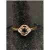 Image 2 : Very Pretty 10k Ladies Gold Ring with 1 Blue Sapphire and 2 Small White Sapphires Size 7.75