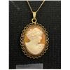 Image 2 : Lady's 10k Gold Filled Bezel Mounted Cameo Pendant. Bezel Set is 1 Hand Carved Shell Cameo. The Carv