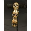 Image 2 : Heavy Gold Tone Metal Skull Stretch Bracelet with Black Stones