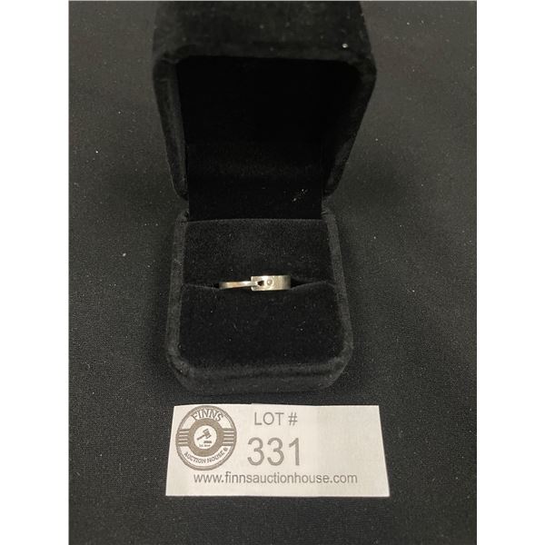 925 Sterling Silver Unusual Ring Band With Genuine Diamond Size 7.5