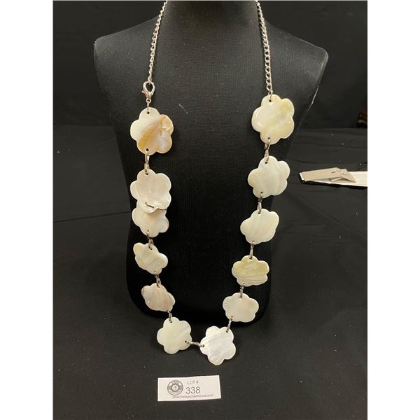 Mother of Pearl and Silver Tone Adjustable Belt