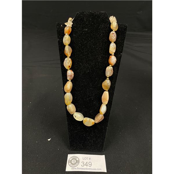 Agate Stone Bead Necklace16"