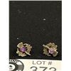 Image 2 : .925 Dainty Scottish thistle Earrings with Amethyst