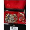 Image 2 : Oriental Deep Redish Jewelry Box with Contents