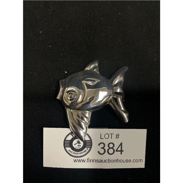 Very Large .925 Sterling Silver Mexican Fish Brooch 2.25" H x 2" W