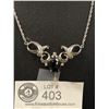 Image 2 : AM LEE Sterling Silver Lavalier with Black Stone Necklace 15.5"