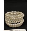 Image 2 : Sterling Silver Strand with Genuine Pearls Wire Cuff Bracelet