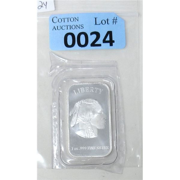 1 Oz. .999 Silver USA Buffalo/Liberty 2-Sided Bar