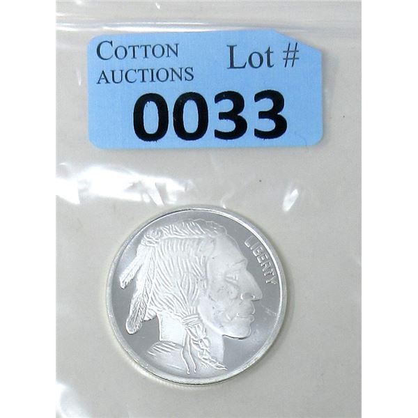 1 Oz. .999 Silver USA Mint Buffalo/Liberty Round