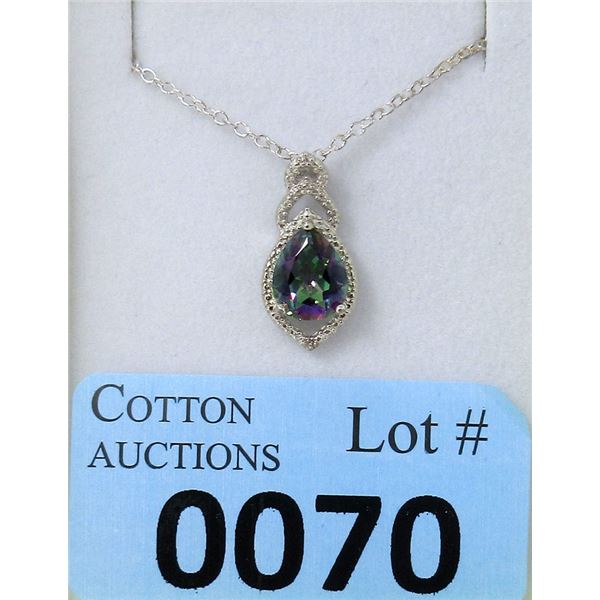 Sterling Silver Mystic Topaz & Diamond Pendant