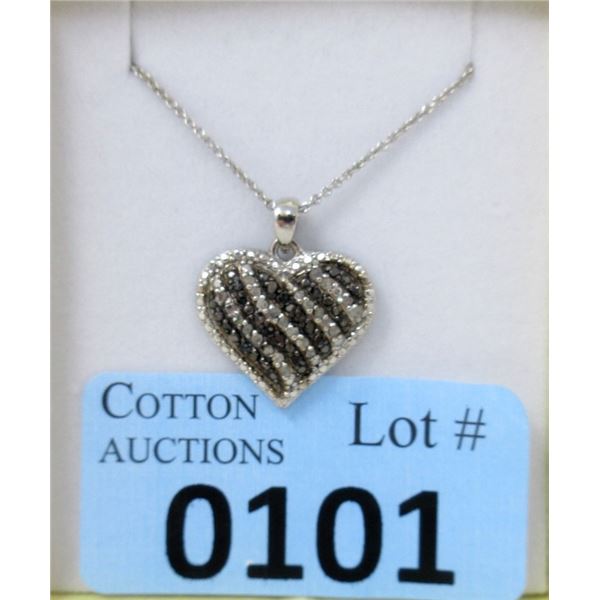 1/2 CTW Black & White Diamond Heart Necklace