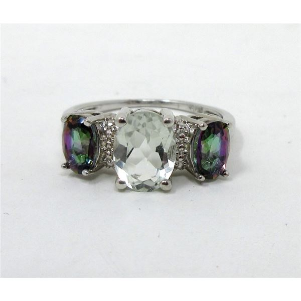 Amethyst, Mystic Topaz & Diamond Ring