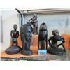 Image 1 : 5 Vintage African Carved Wood Statues