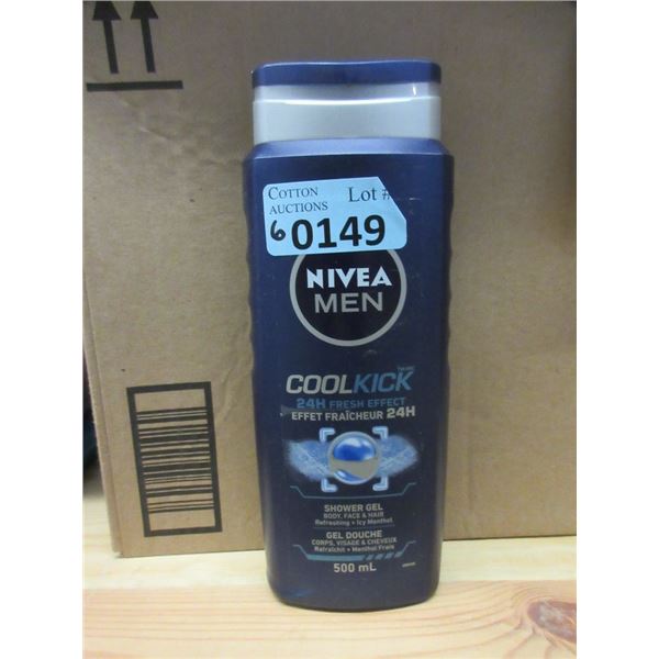 6 NIVEA MEN Cool Kick Shower Gel -500 ml Bottles