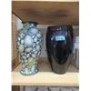 Image 1 : 13" Glazed Ceramic Vase & 13" Glass Vase