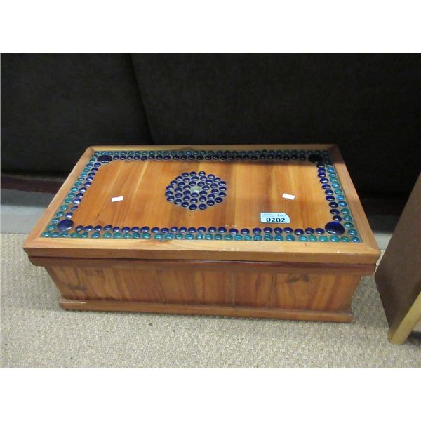 Solid Wood Chest with Applied Acrylic Dots