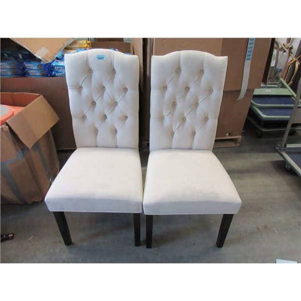 Pair of Ivory Fabric Upholstered Side Chairs