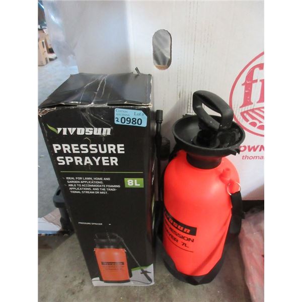 One 7 Liter and One 8 L Pressure Sprayer