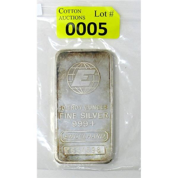 10 Oz. .999 Silver Large E Engelhard Bar