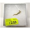 Image 1 : Estate - 10 KT Gold Horn Pendant - 1.75" long