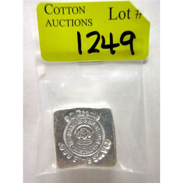 50 Gram .999 Silver Monarch Mint Square Bar