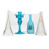 Image 1 : Blown Glass Candlestick and 3 Vases