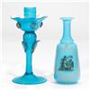 Image 2 : Blown Glass Candlestick and 3 Vases