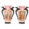 Image 1 : Pair of Neoclassical Style Pink Gilt Vases