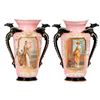 Image 1 : Pair of Neoclassical Style Pink Gilt Vases