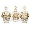 Image 1 : 3 Gilt Porcelain Decanters with Stoppers